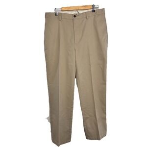 Orvis Mens Khaki Straight Leg Flat Front Casual Dress Pants Size 35x30